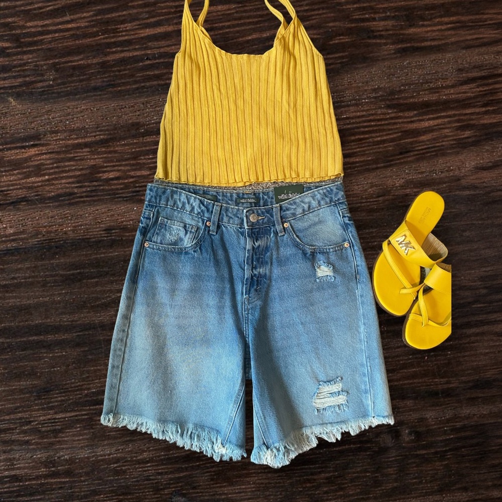 NWT High Rise Denim Bermuda Shorts
